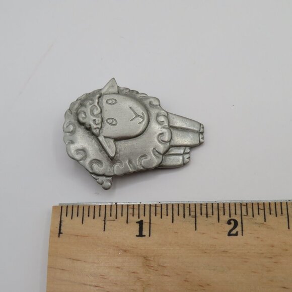 Mali Sheep Brooch Pin Silver Tone - Picture 6 of 6